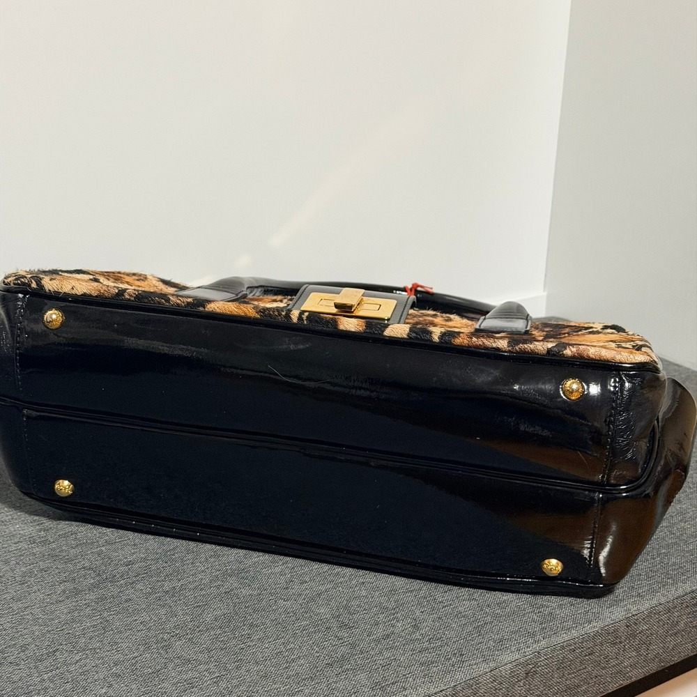 VTG Braccialini Firenze PonyStyle Leopard Pattern Croc Embossed & Patent Leather - Picture 4 of 10